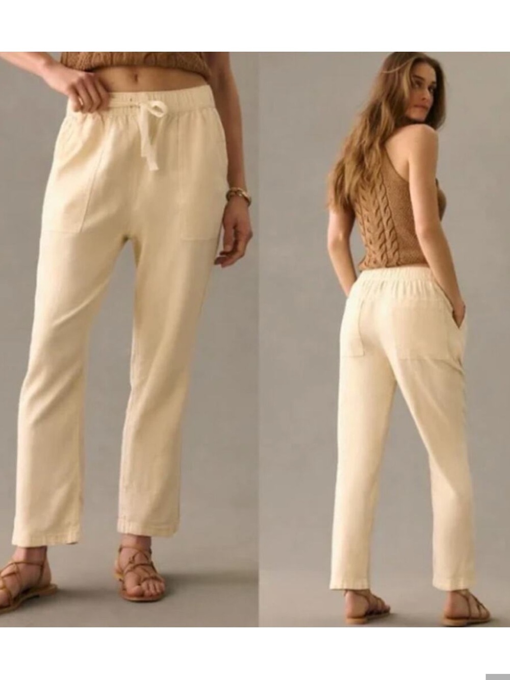 Anthropologie Pilcro The Wanderer Linen Blend Pants Cream Sz M
